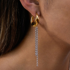杰鼎钛钢拼色流苏耳环小众轻奢耳钉不锈钢饰品高级感跨境earrings