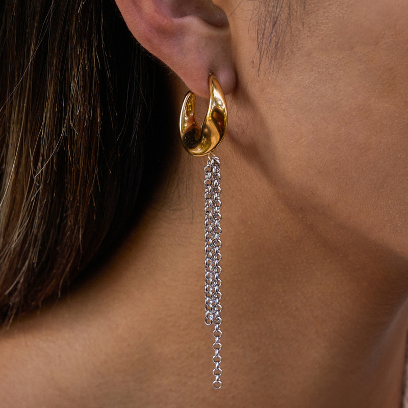杰鼎钛钢拼色流苏耳环小众轻奢耳钉不锈钢饰品高级感跨境earrings|undefined