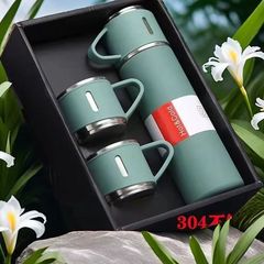 高颜值不锈钢保温杯一杯三盖家用商务礼盒杯子大容量加厚双层水杯
