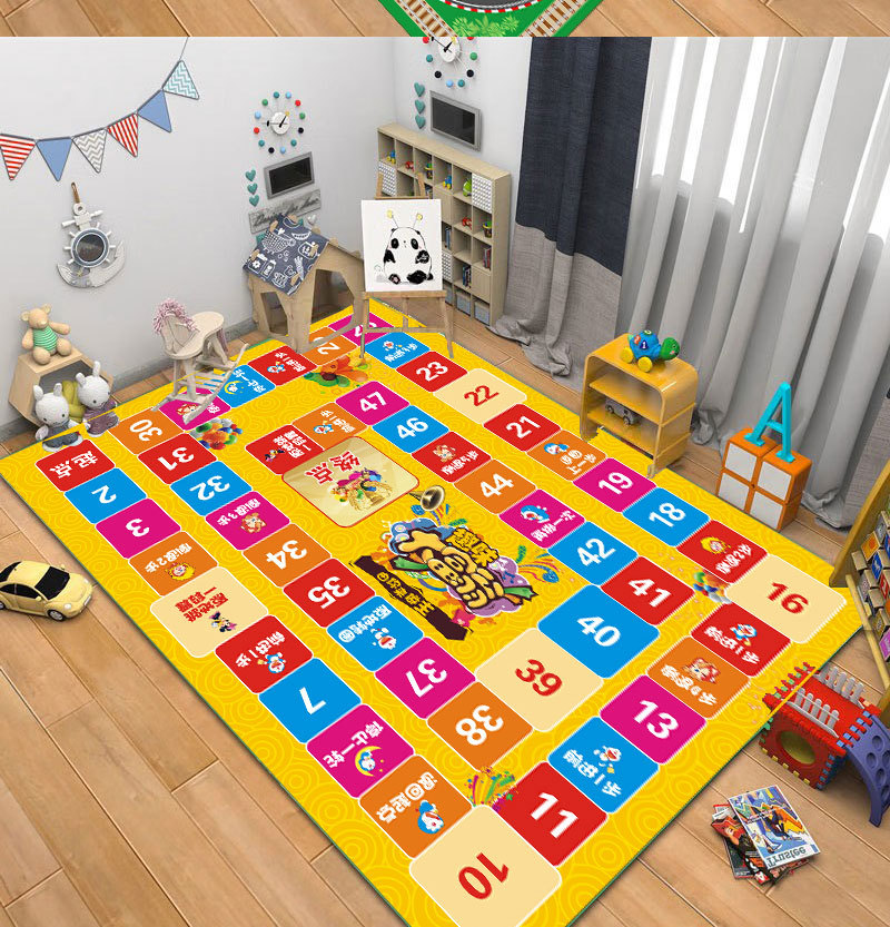 Cartoon children's floor mat, city traffic natural rubber floor mat, game toy rug, parking lot track educational floor mat