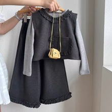 女童2025秋装马甲新款洋气儿童网红套装宝宝春秋时髦三件套韩版