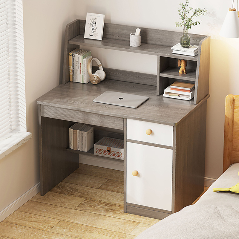 Desk and bookshelf integrated multi-functional table and chair simple computer table home bedroom student learning writing small table