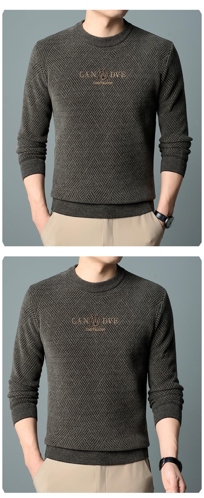 Pull homme brodée en chenille pour l'automne et l'hiver_voghion.com