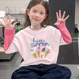 女宝洋气纯棉秋装上衣儿童时尚韩版卡通女孩春秋打底长袖童装上衣