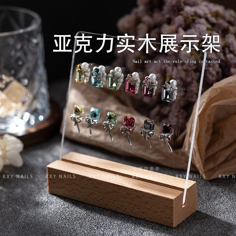 Nail art acrylic solid wood display board wear nail works display storage tools photo props nail shop dedicated