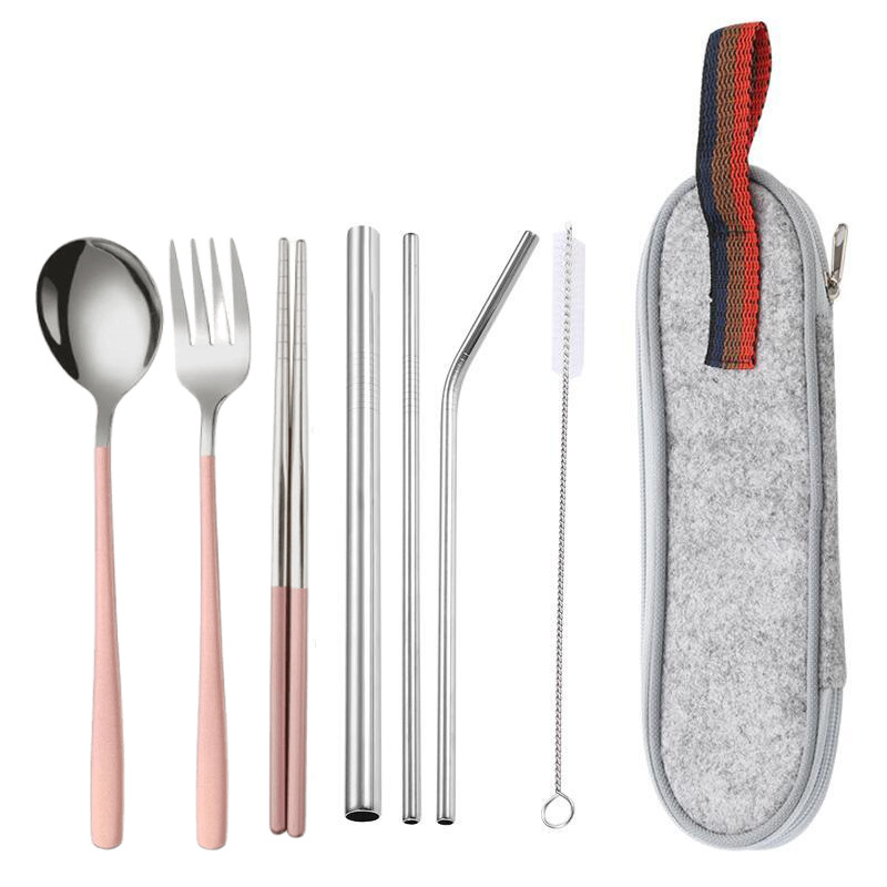 실버 핑크 7 종 세트/라이트 그레이 가방