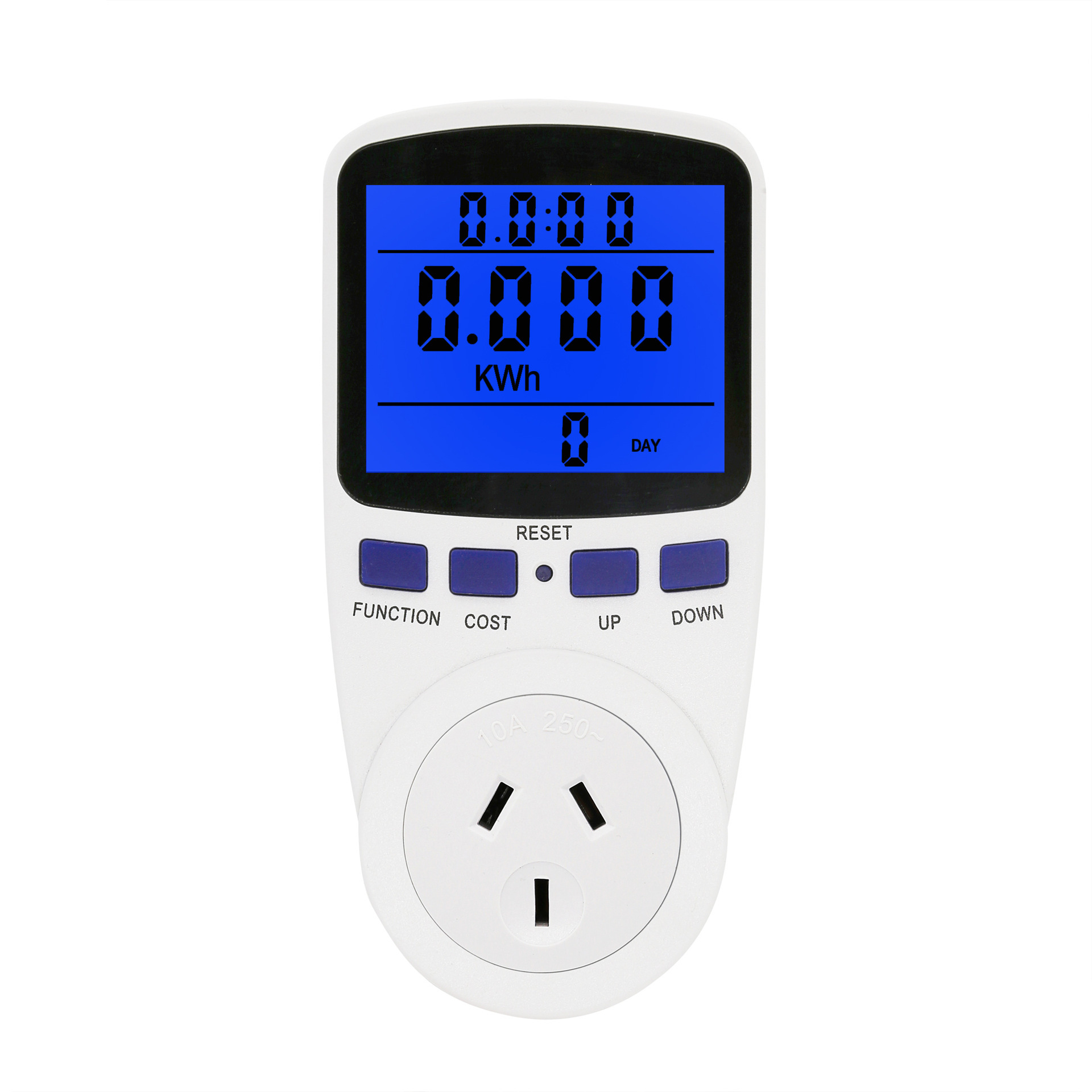 厂家直销澳式背蓝光 功率计量插座 计费插座电力监测仪智能计费器