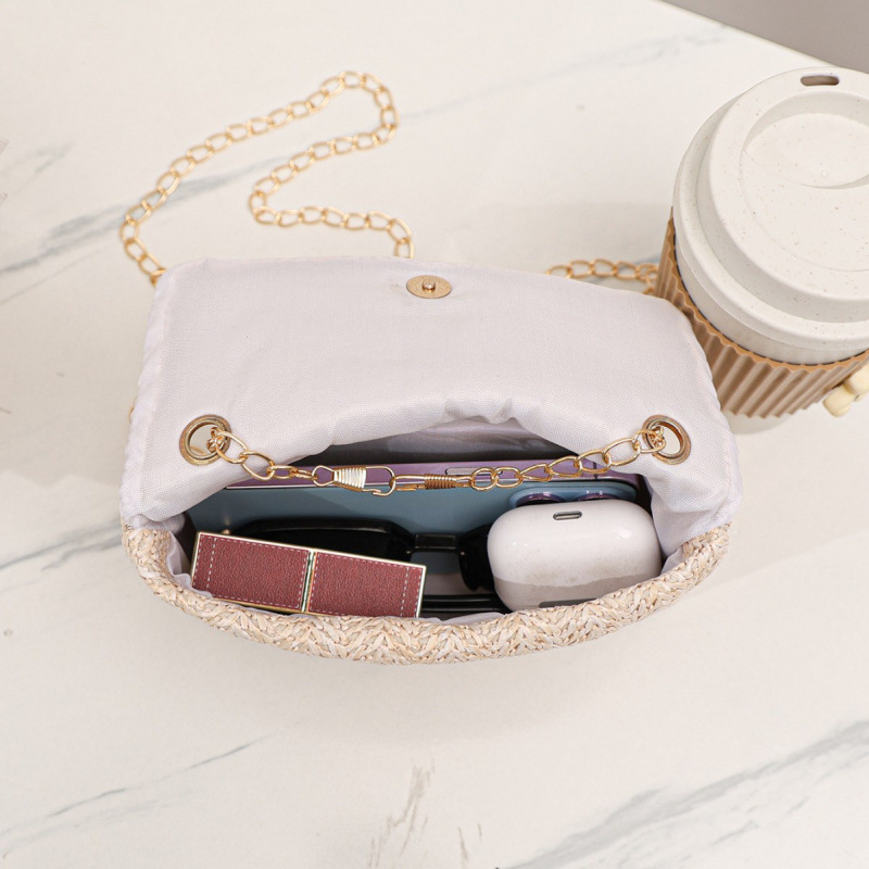 2025 nueva bolsa de mano de tejido transfronteriza Amazon especial para paja flip flange bolsas de moda europeas y estadounidenses image 4