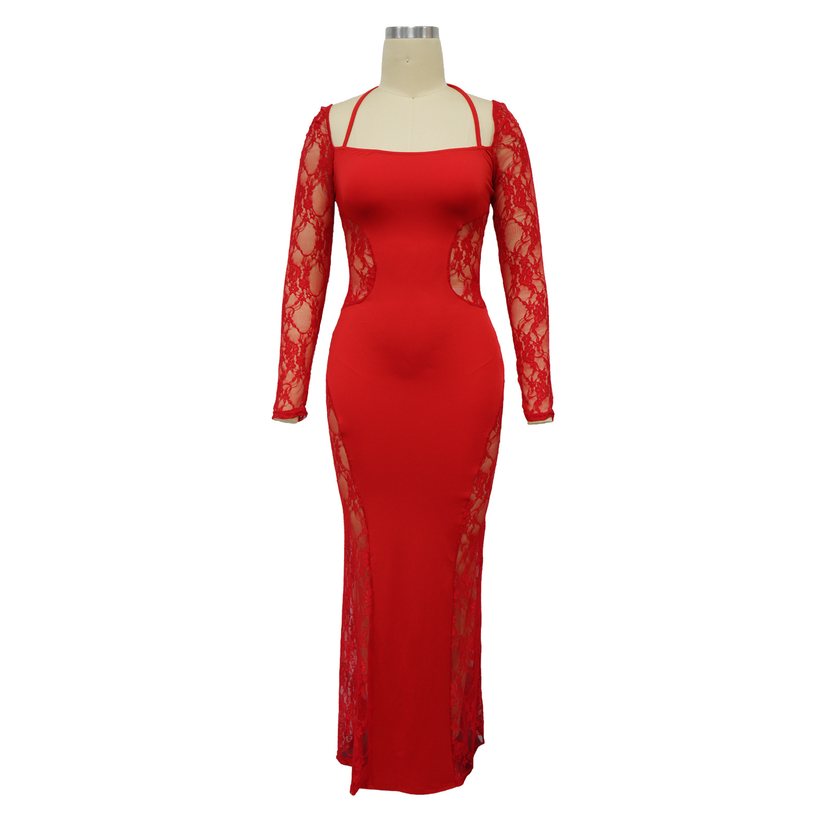 Elegant Women's Lace Splicing Evening Dress For Special Occasions_voghion.com