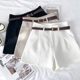 Fashion Versatile Solid Color High Waist Slimming Suit Shorts Wide Leg Pants Casual Pants with Belt Women's 2024 Summer New