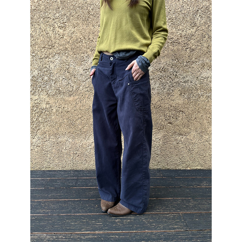 Yuyi low-waist work pants, wide-leg pants, women's autumn new loose straight-leg casual washed denim pants CXW3070