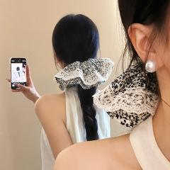碎花裙摆法式覆古蕾丝黑色大肠发圈女高级感发饰大号发圈新款