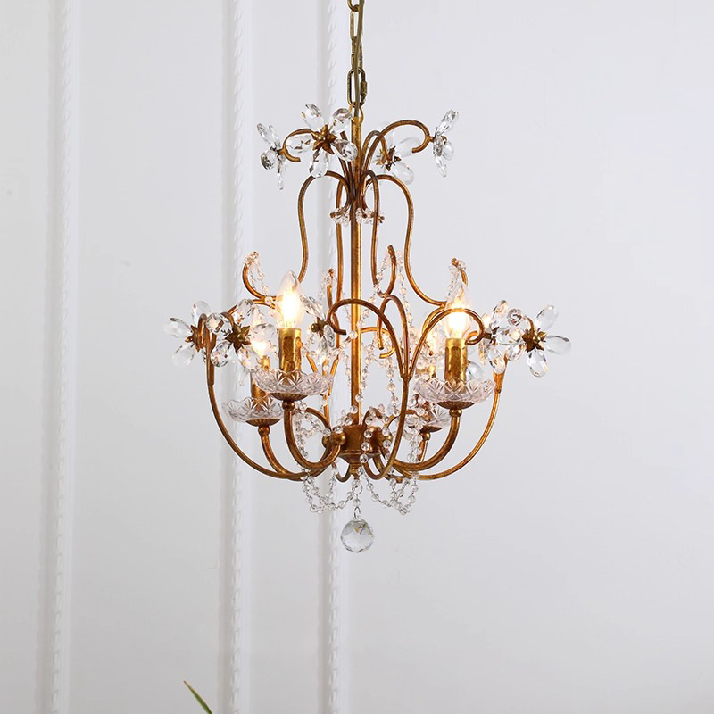 法式复古水晶吊灯书房中古蜡烛美式入户民宿轻奢高级感创意灯具