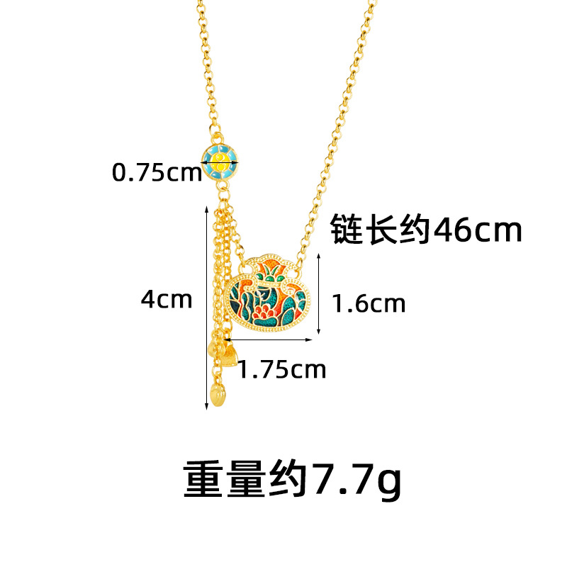 Vietnam Sha Jin nuevo estilo chino esmalte color bolsas de bendición collar de bordas no se desvanece durante mucho tiempo con una cadena clavícula de alta calidad