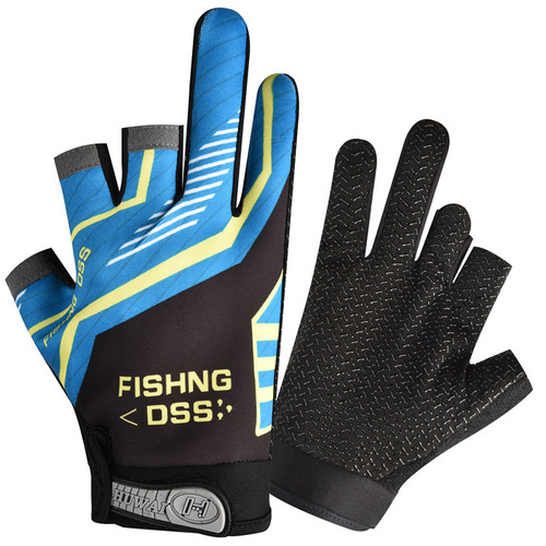 Foreign trade gloves for men and women with exposed three-finger non-slip outdoor sports cycling elastic printed spring and summer thin sun protection fishing gloves