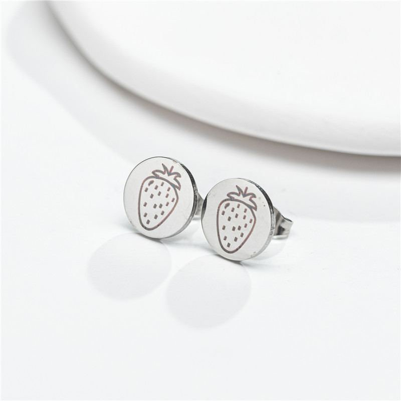 1 Pair Cartoon Style Round Fruit Stainless Steel Plating Ear Studs display picture 2