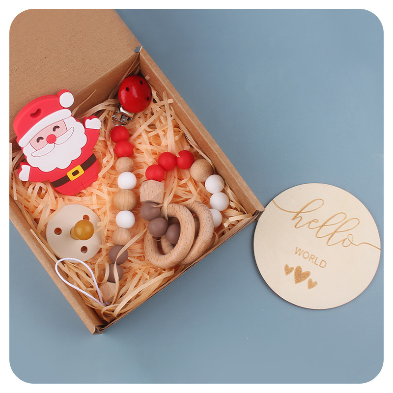 Nuevo bebé caricatura de silicona Navidad creativa Navidad Baby pacifier cadena de tetas set de cinco piezas