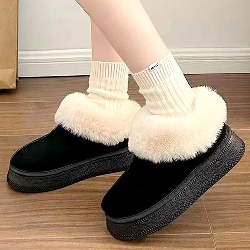 26 New Winter Models of Thick-Soled Height-Increasing Snow Boots for Women, Thickened Warm Plush Slip-On Cotton Shoes
