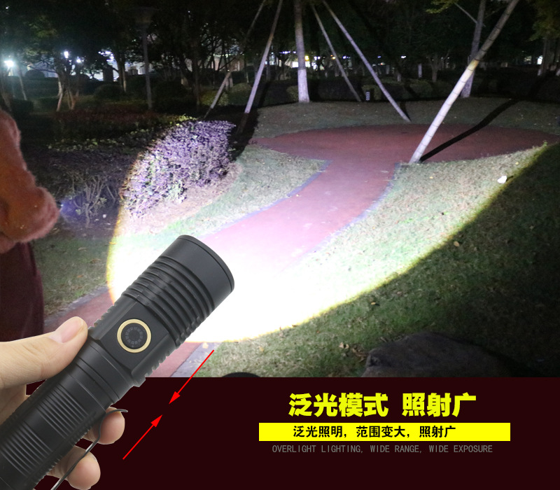 21700 white laser telescopic zoom flashlight Type-C charging small pen clip magnetic multi-function with magnet
