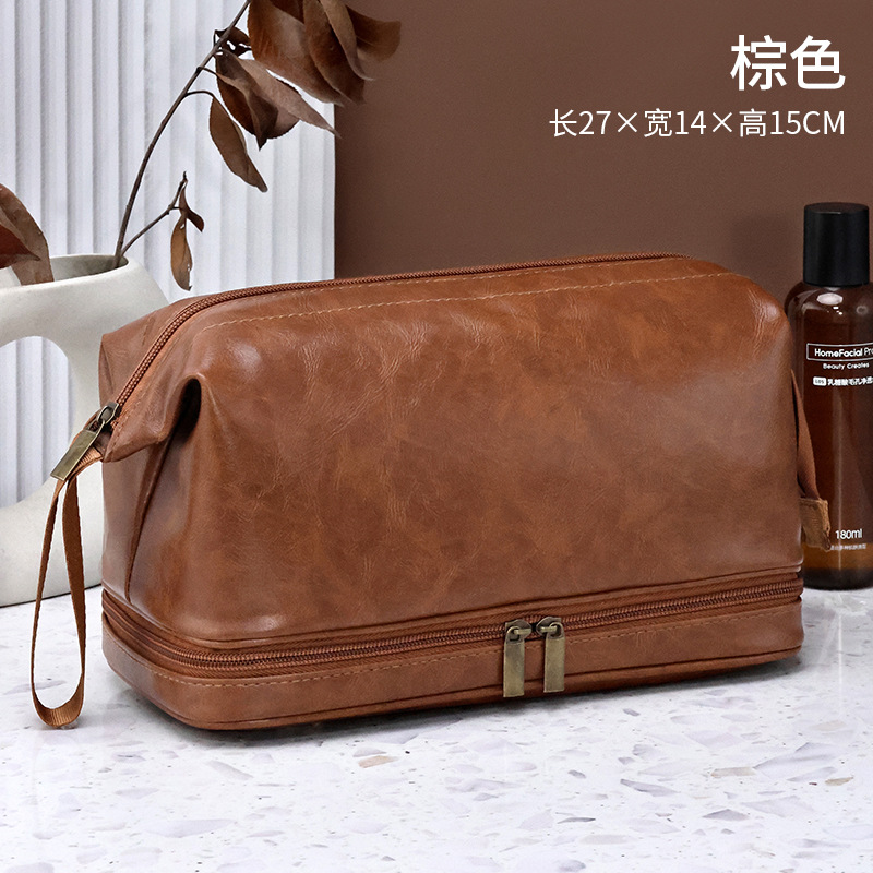 Fabricantes transfronterizos al por mayor viajes de negocios bolsa de lavado de pu para hombres bolsa de cosméticos portátil de negocios bolsa de lavado bolsa de almacenamiento