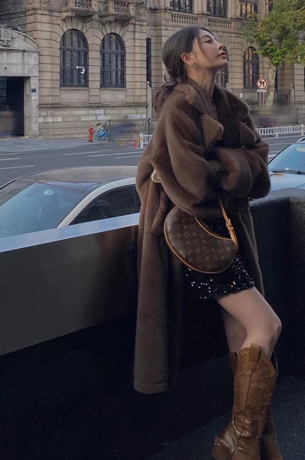 Winter velvet long coat, maxi length, oversize, increased thickness