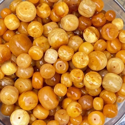 深圳松崗原礦蜜蠟單株 琥珀老型珠散珠隔珠 手工DIY串珠蜜蠟墩子