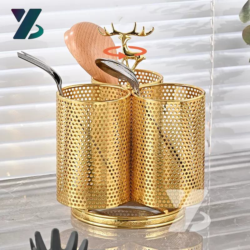 跨境筷子收纳盒筷笼刀叉收纳筒轻奢餐具收纳置物架厨房沥水筷子筒