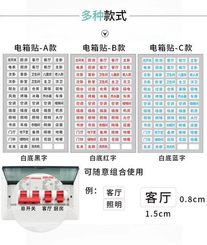 配电箱标识贴纸家用电表箱电闸总闸提示空气开关贴夜光装饰墙贴