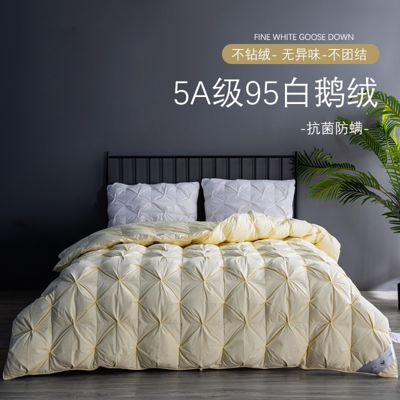 綿100%の羽毛布団、95%の白いガチョウの羽毛を使用した冬用布団、春秋用布団、厚手で暖かいダブルサイズの布団、五つ星ホテル基準