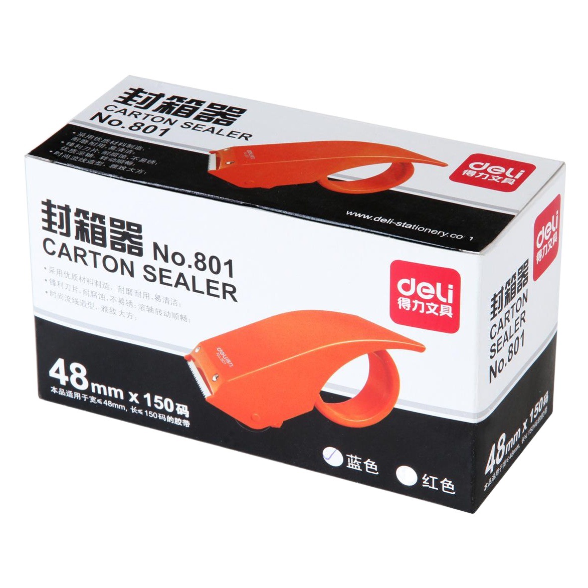 Dispensador de cinta adhesiva Deli 801, cortador de cinta transparente, base de cortador de cinta de 4,8 cm