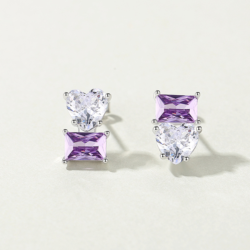 Pendientes 925 de plata de ley de alto grado de contraste de color pendientes encantadores diseño en forma de corazón sentido nicho primavera y verano nuevos pendientes 925 al por mayor