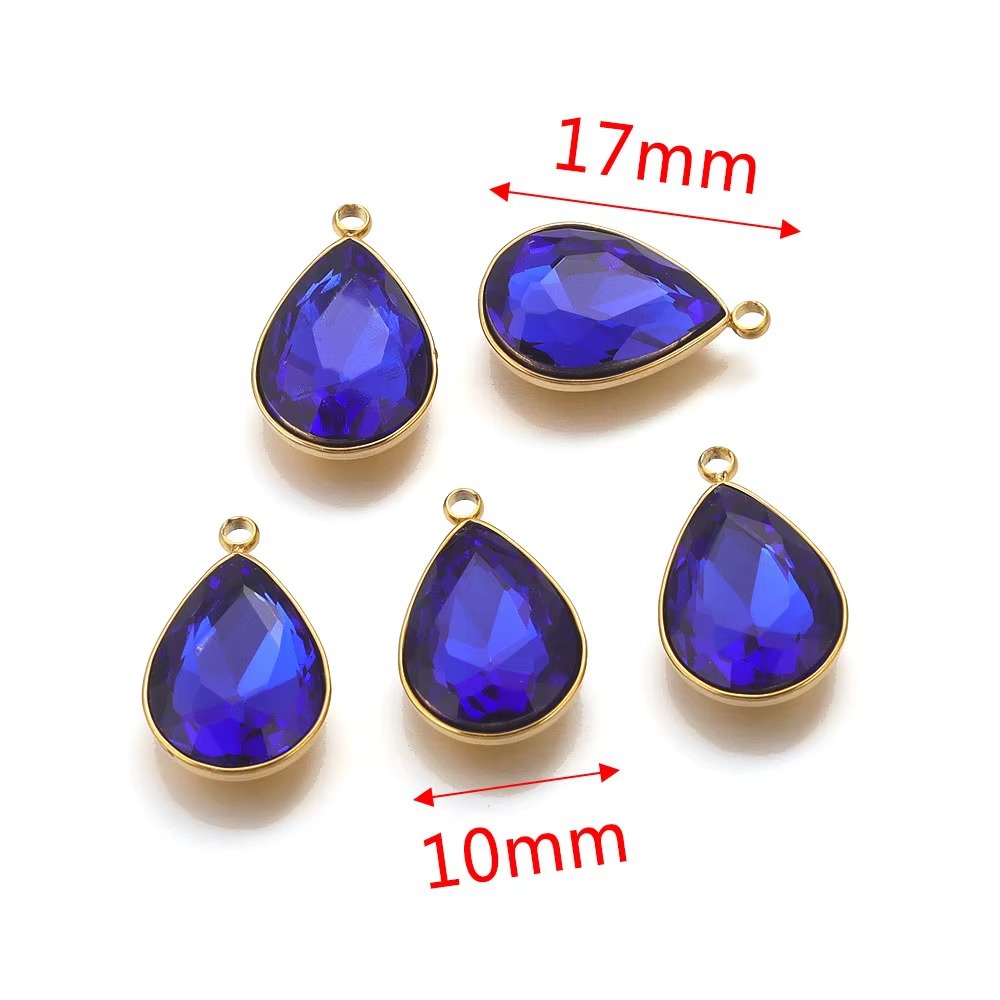 Acero inoxidable vidrio cristal colgante gotas de agua gemas de color colgante de acero titanio accesorios de joyería DIY