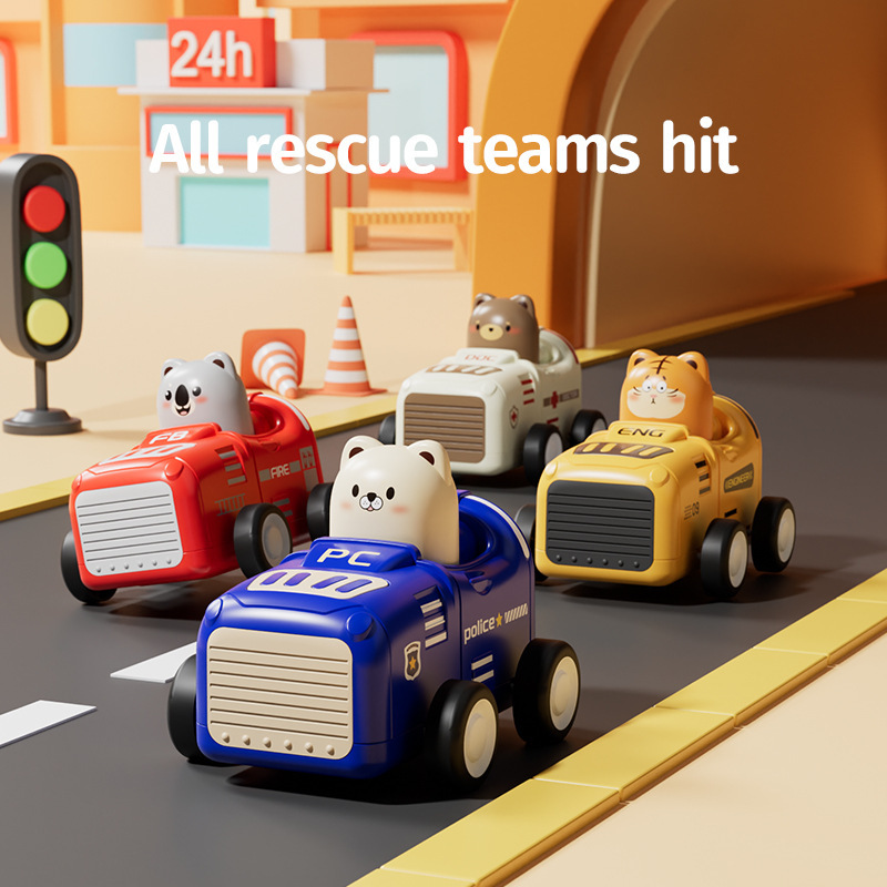 Cartoon Press Animal Racing Car Kidsren's Racing Car Sliding Toy Car Model Kindergarten Student 3-Year-Old Stall Frame