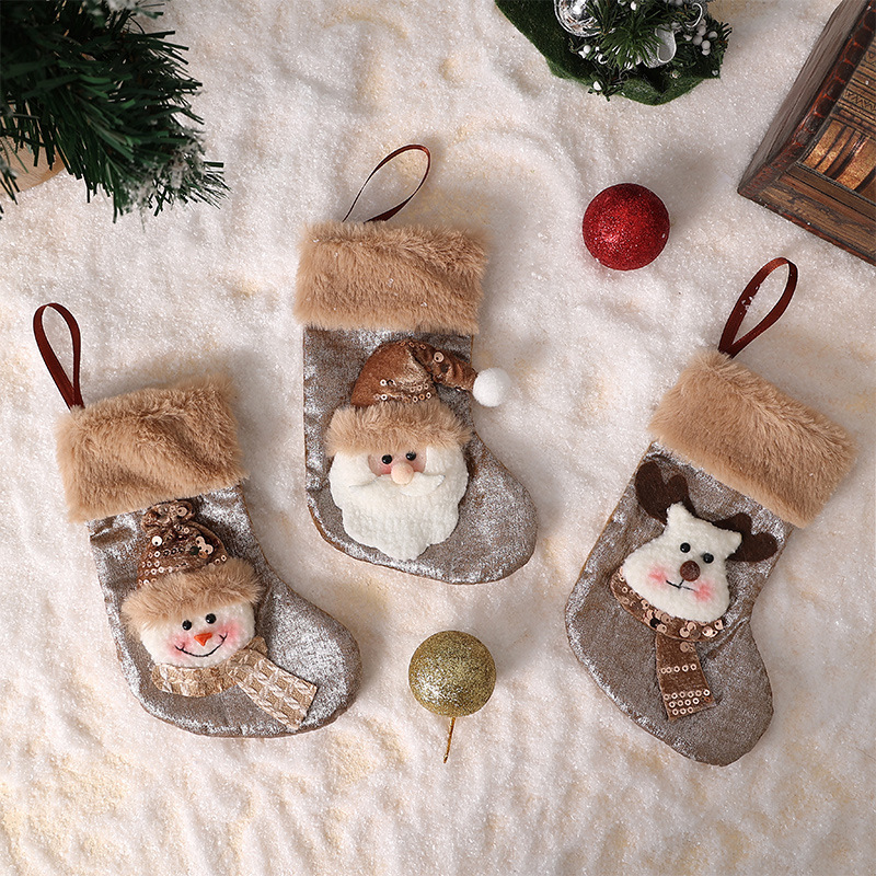 新しいクリスマスソックスクリスマス装飾用品クリスマスツリー装飾ペンダントサンタクロースギフトバッグ小さな靴下|undefined