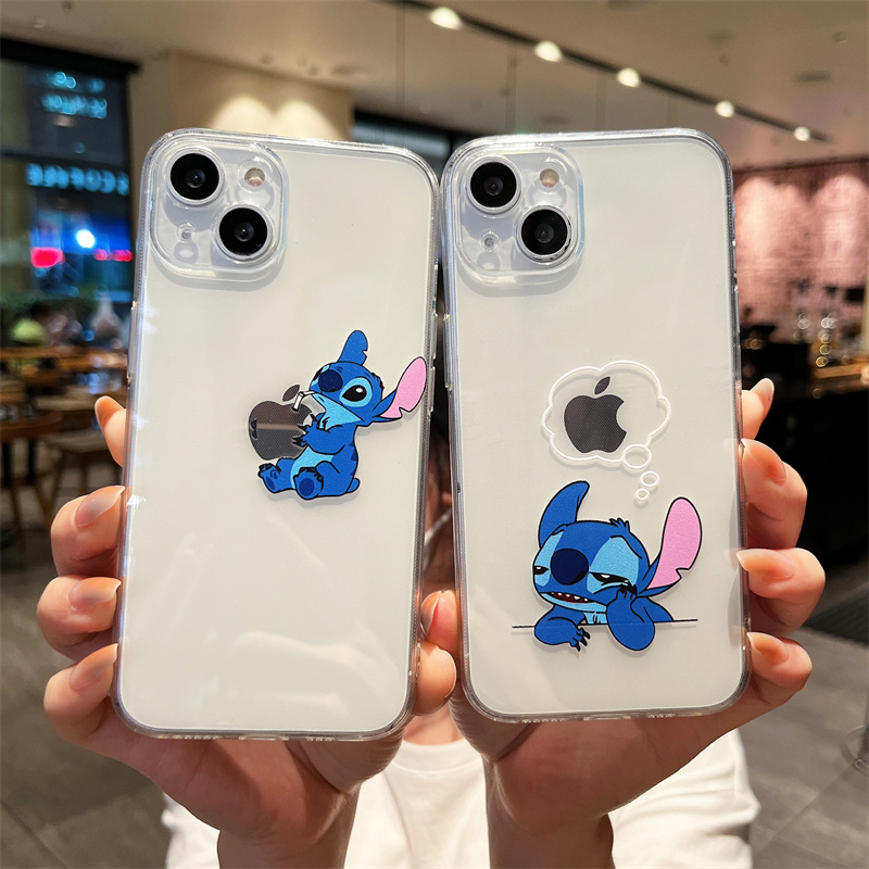 可爱卡通创意史迪仔适用11硅胶13promax手机壳14苹果16全包xs透明