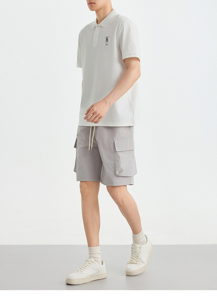 Áo polo nam cổ bẻ thêu họa tiết, tay ngắn, chất liệu cotton pha — đen chi tiết 24