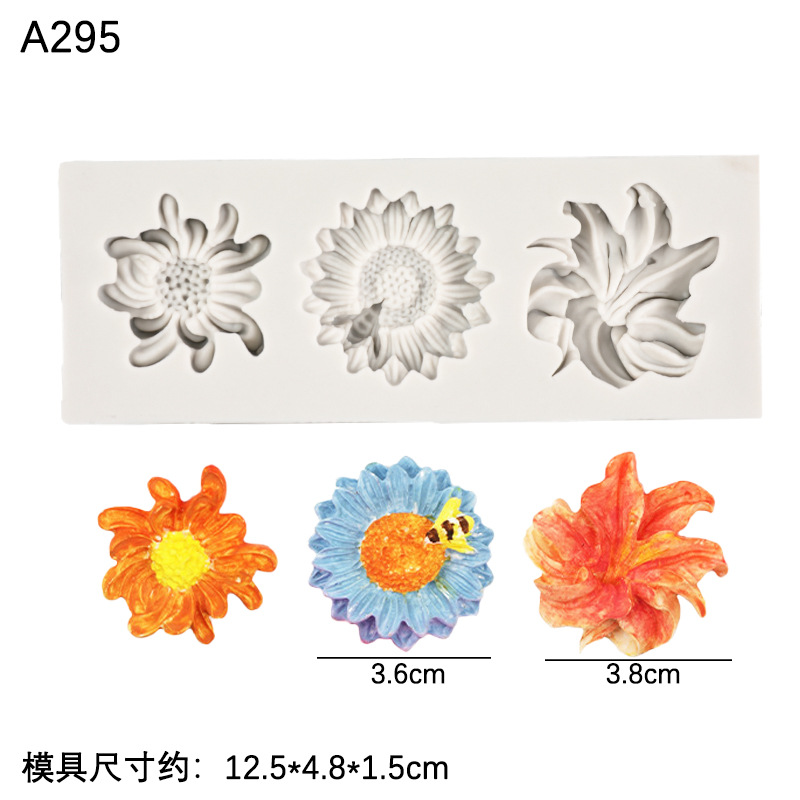 Planta hojas flores molde de silicona Lily girasol crisantemo Fondant chocolate Decoración