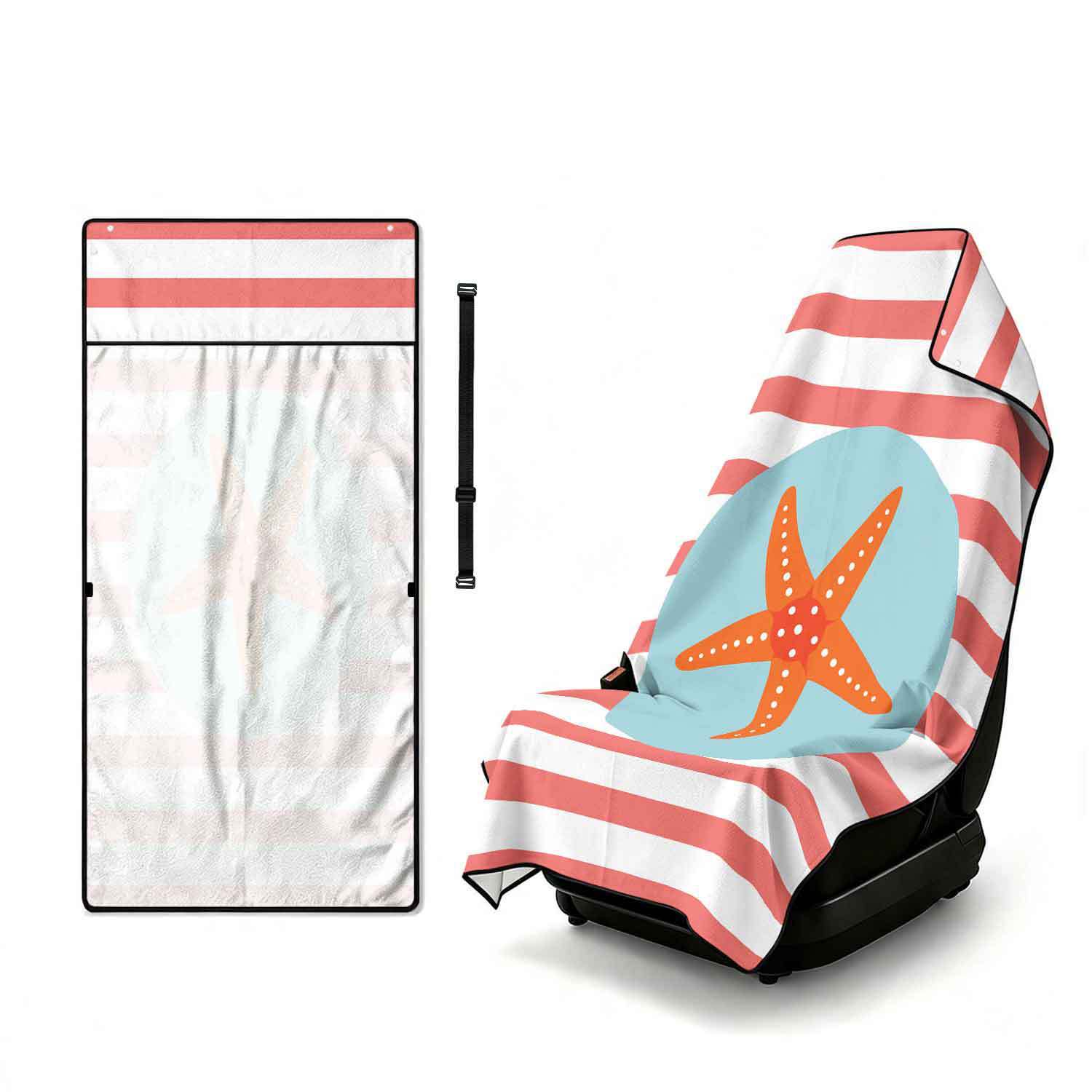 Summer bath towel and car seat cover 2-in-1, ultra-fine fiber outdoor beach and car dual-use universal seat cushion