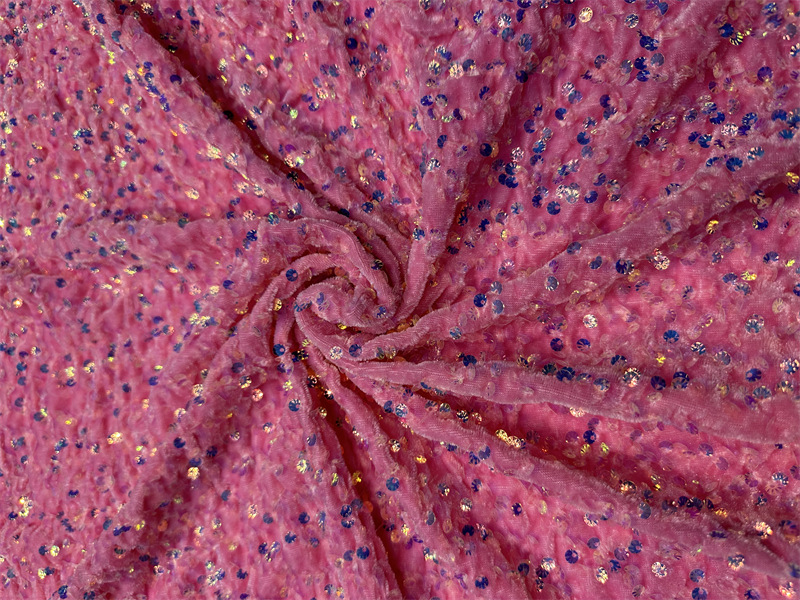 Otoño y invierno tela de terciopelo elástica 5mm oro espuma de cuentas de espuma de Navidad vestido de moda tela de sequilla image 29
