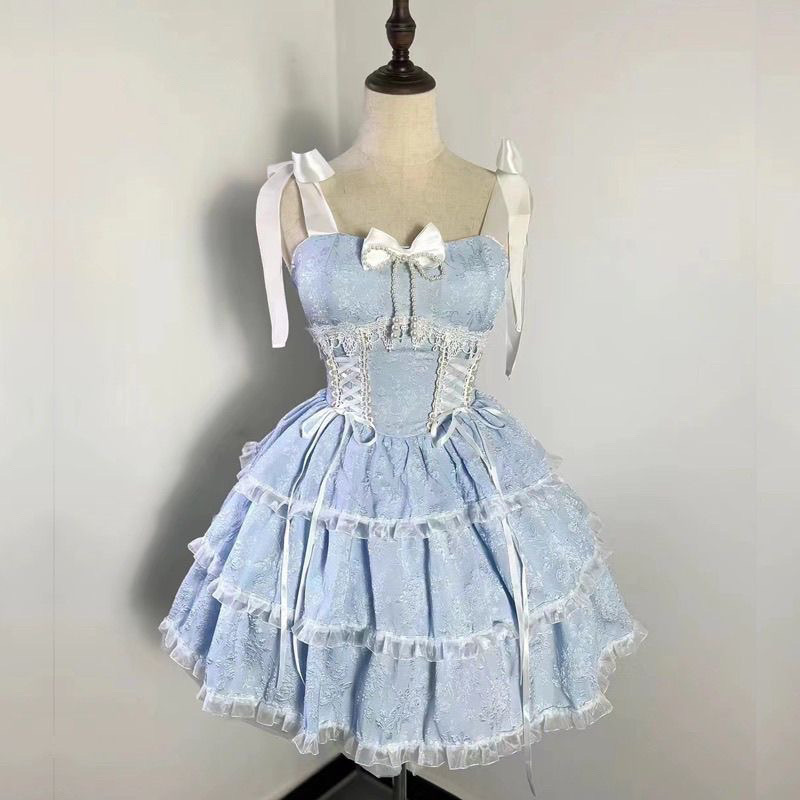 ケーキロリータガールスプライスサスペンダー小柄な甘いふわふわかわいいレースプリンセスドレスフレッシュ|undefined