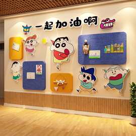 毛毡板幼儿园墙面装饰环创主题成品文化贴纸展示培训机构蜡笔小新