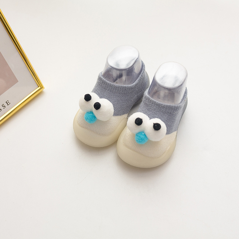 Zapatos de dibujos animados para niños pequeños de ojos grandes, calcetines para niños, zapatos para niños, zapatos para niños de suela suave antideslizantes de tubo bajo de primavera y verano