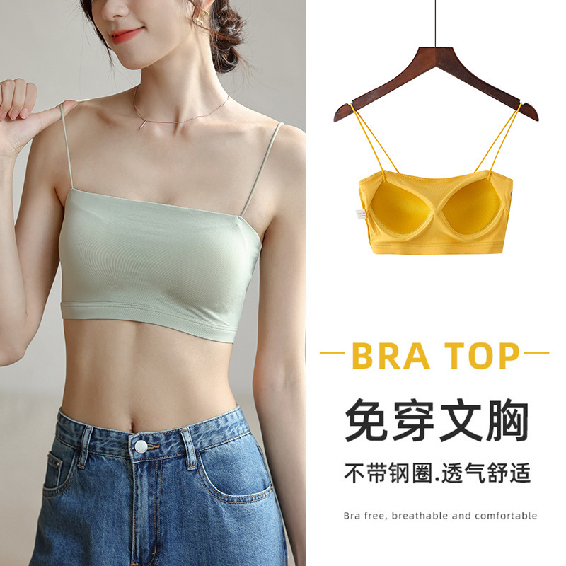 0105 Modal Suspbottomer Tube Top Without Rims Girls' Intimates Cotton with Breast Pads and Midriff-Baring Bottoming Shirt 0105 Modal Suspbottomer Tube Top Without Rims Girls' Intimates Cotton with Breast Pads and Midriff-Baring Bottoming Shirt