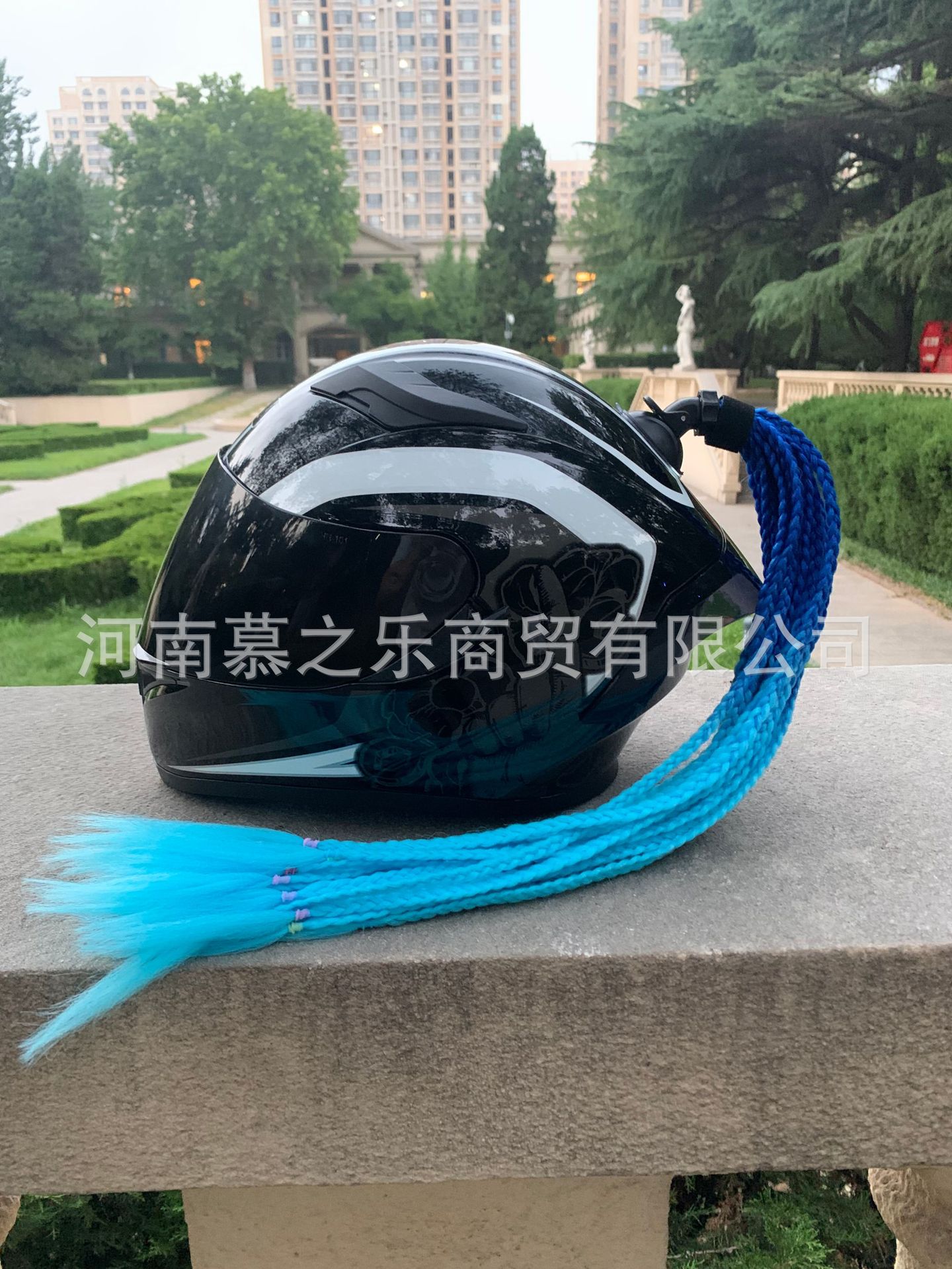 Helmet Decoration Braids with Suction Cup Ponytail Motorcycle Helmet