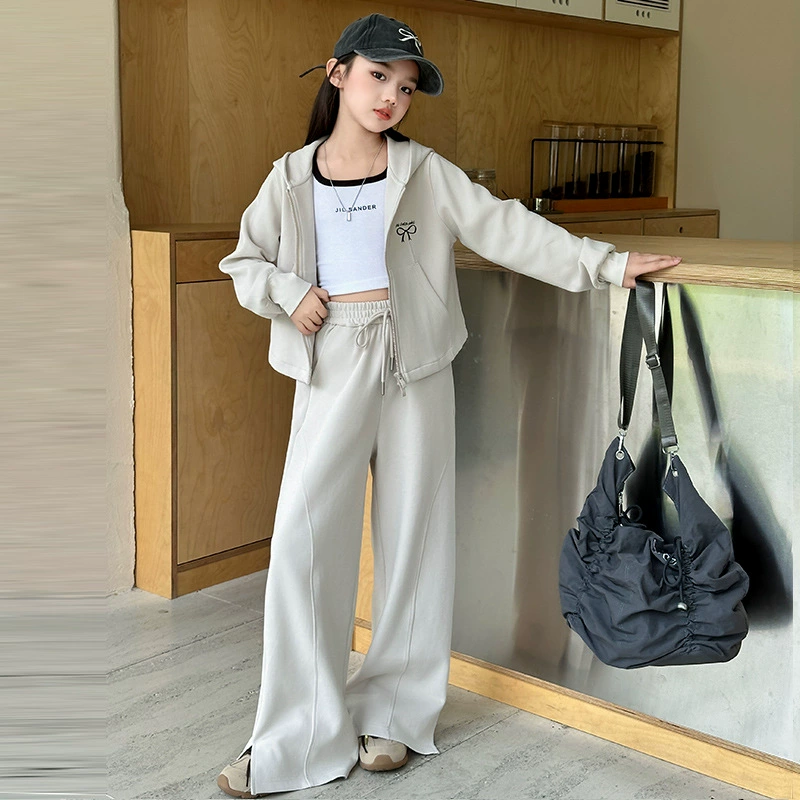 Осенний набор, куртка, брюки с бантом, корейский стиль, для подростков, oversize