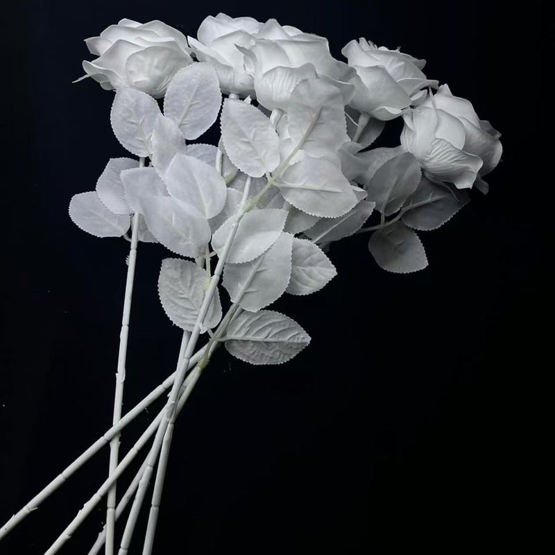 仿真黑色玫瑰花黑酒红白色玫瑰花万圣节装饰假花哥特风摄影道具|undefined