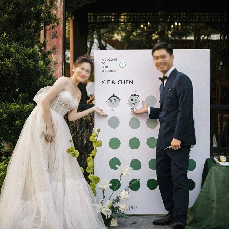 创意头像涂鸦迎宾区签名到墙订结婚礼布置开业店庆仪式感背景板|undefined