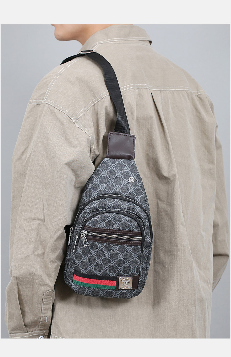 Outdoor men's chest bag, crossbody bag, travel shoulder bag, large-capacity leather bag, sports small backpack, multi-functional men's bag undefined
