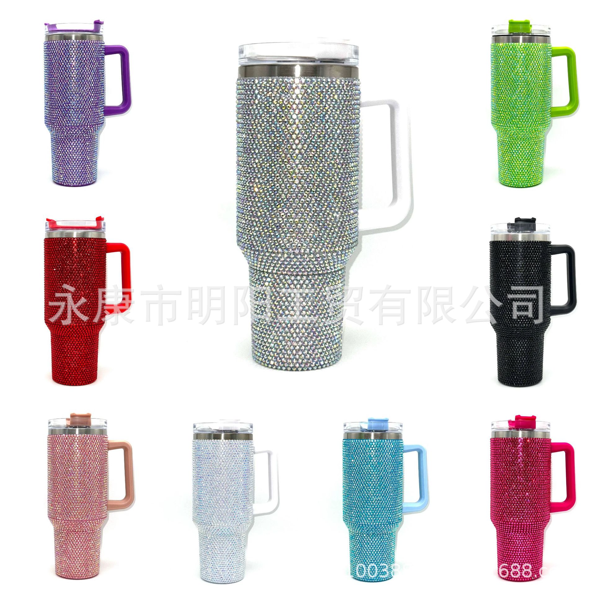 Taladro pegado nuevo mango transfronterizo de 40oz taza de coche con mango taza de hielo de gran capacidad taza de paja de vacío agua de coche