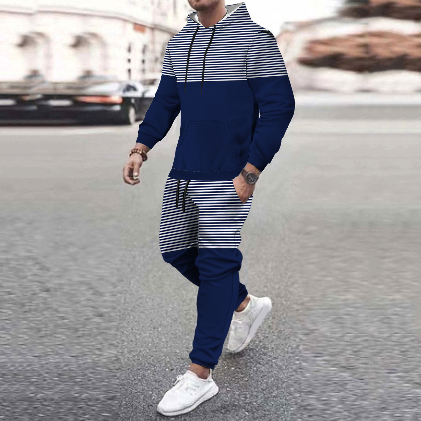 Traje deportivo básico simple de todo fósforo, pantalones de suéter con capucha sueltos y cómodos de otoño para hombres, MC11-ML1